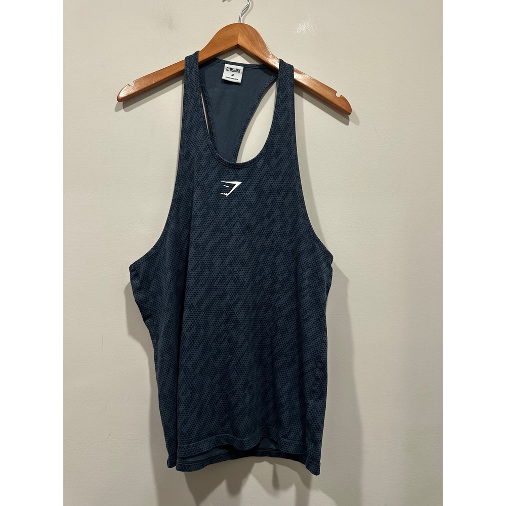 Gymshark Mens Racerback Stringer Tank Top blue Honeycomb Hex Pattern Size M